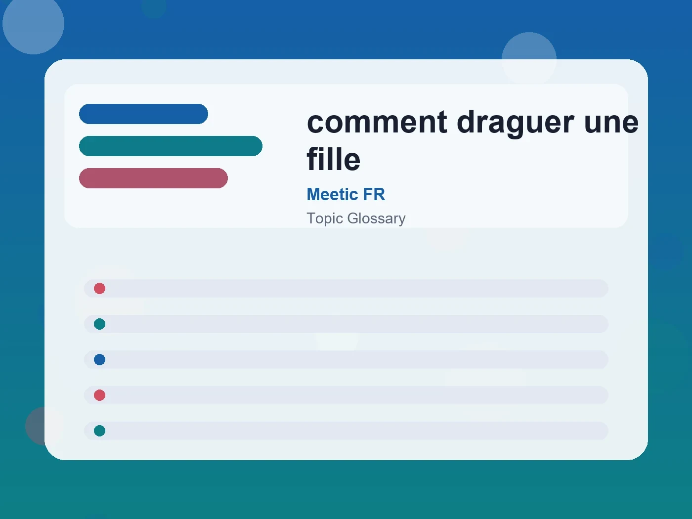 Meetic FR comment draguer une fille guide visual