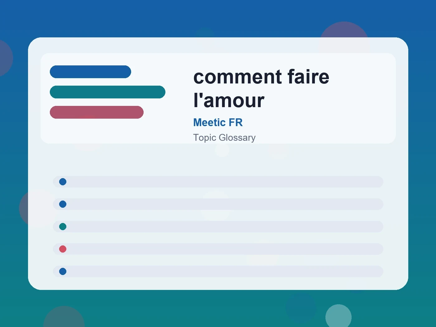 Meetic FR comment faire l'amour guide visual