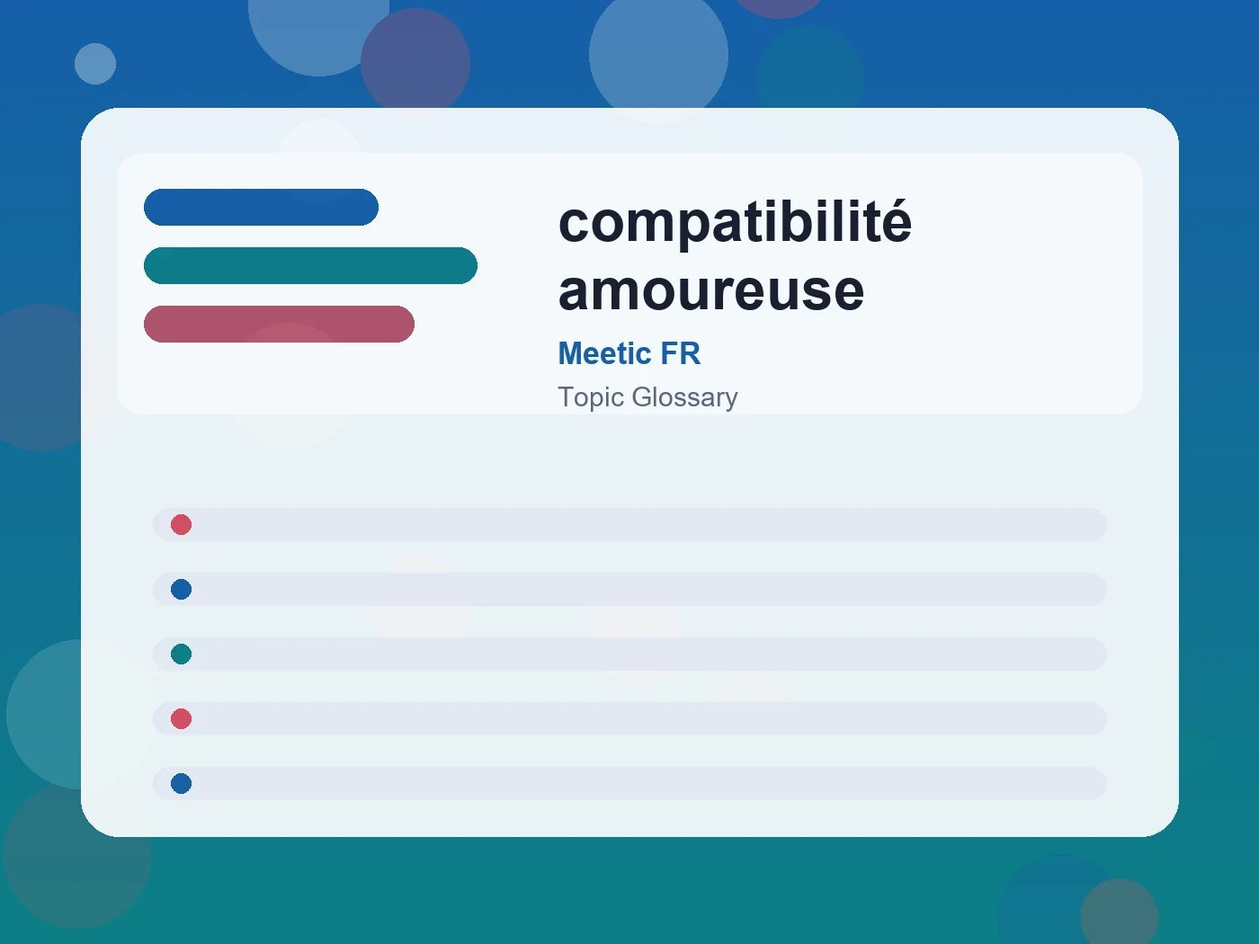 Meetic FR compatibilité amoureuse guide visual
