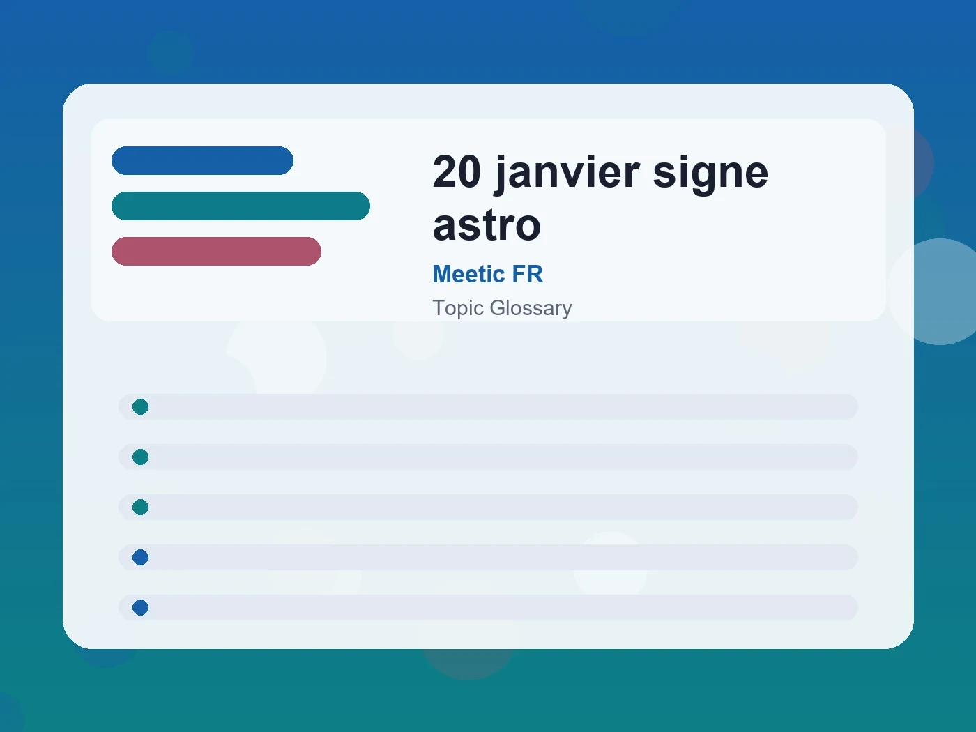 Meetic FR 20 janvier signe astro guide visual
