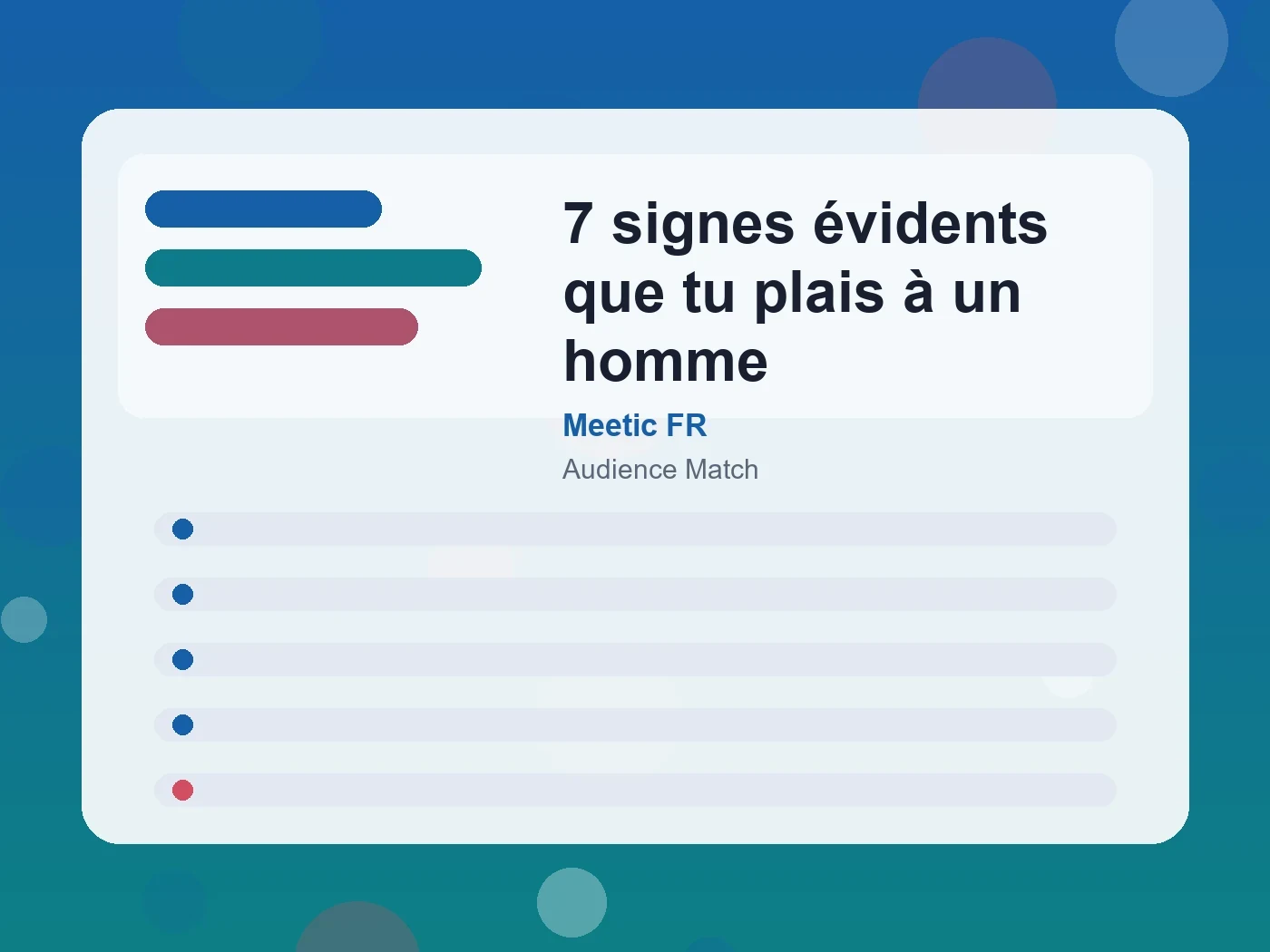 Meetic FR 7 signes évidents que tu plais à un homme guide visual