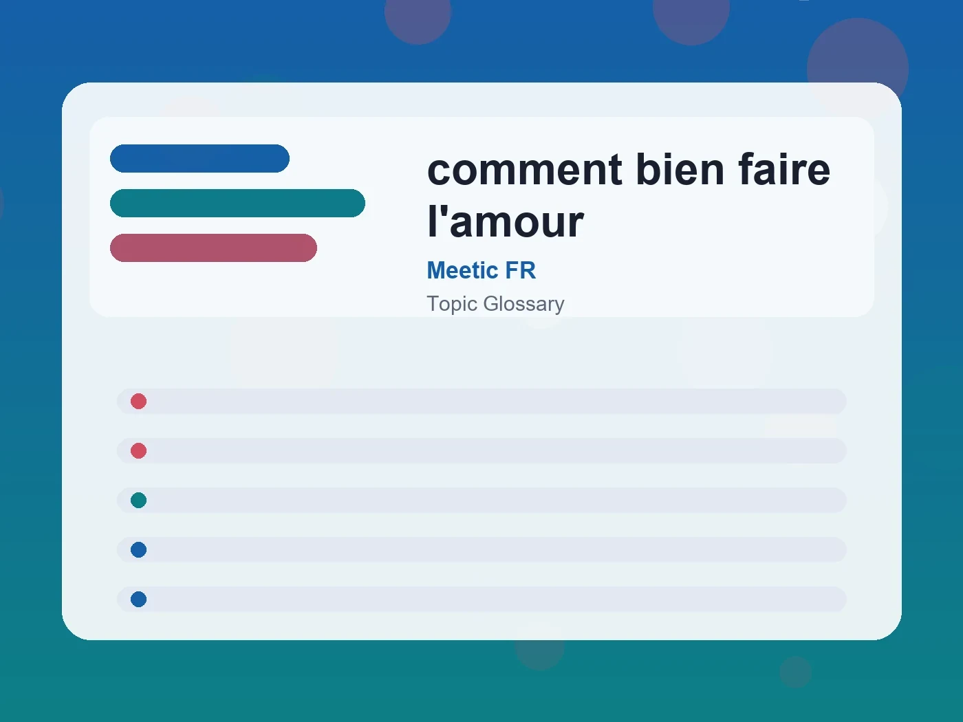 Meetic FR comment bien faire l'amour guide visual