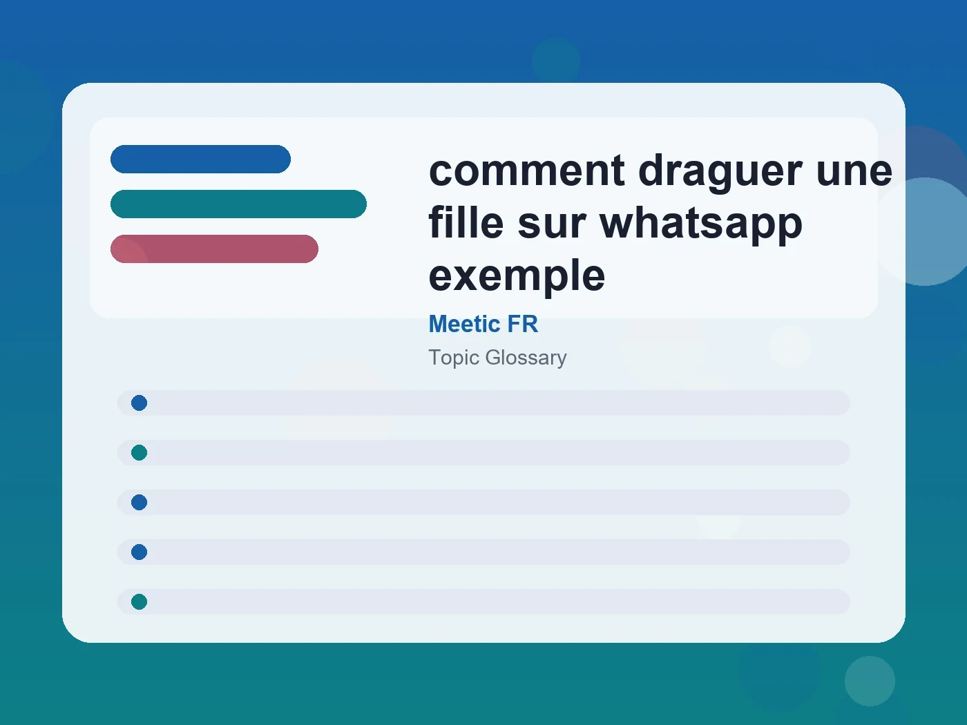 Meetic FR comment draguer une fille sur whatsapp exemple guide visual