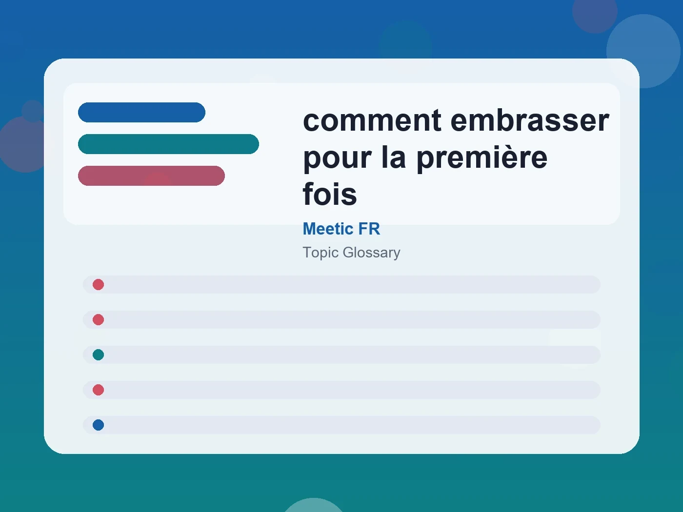 Meetic FR comment embrasser pour la première fois guide visual