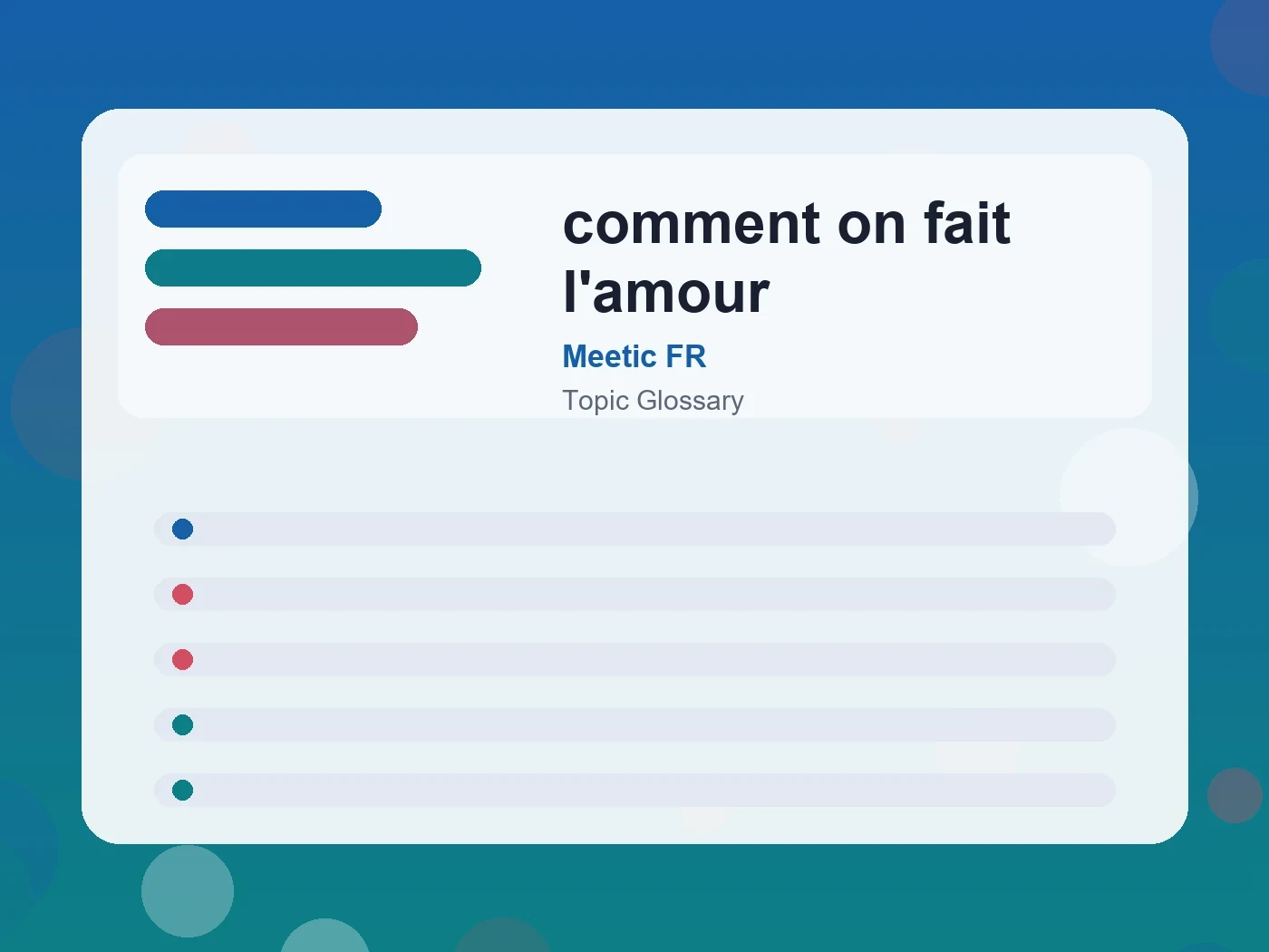 Meetic FR comment on fait l'amour guide visual