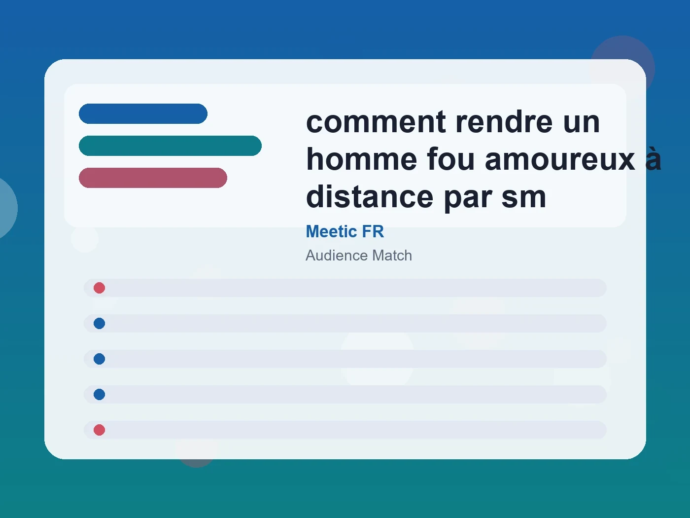 Meetic FR comment rendre un homme fou amoureux à distance par sms guide visual
