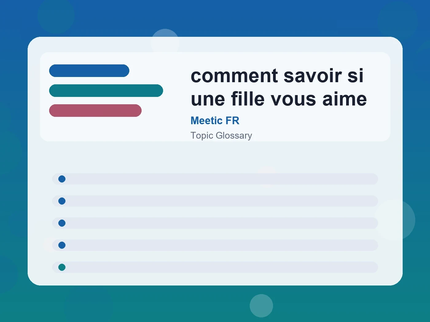 Meetic FR comment savoir si une fille vous aime guide visual