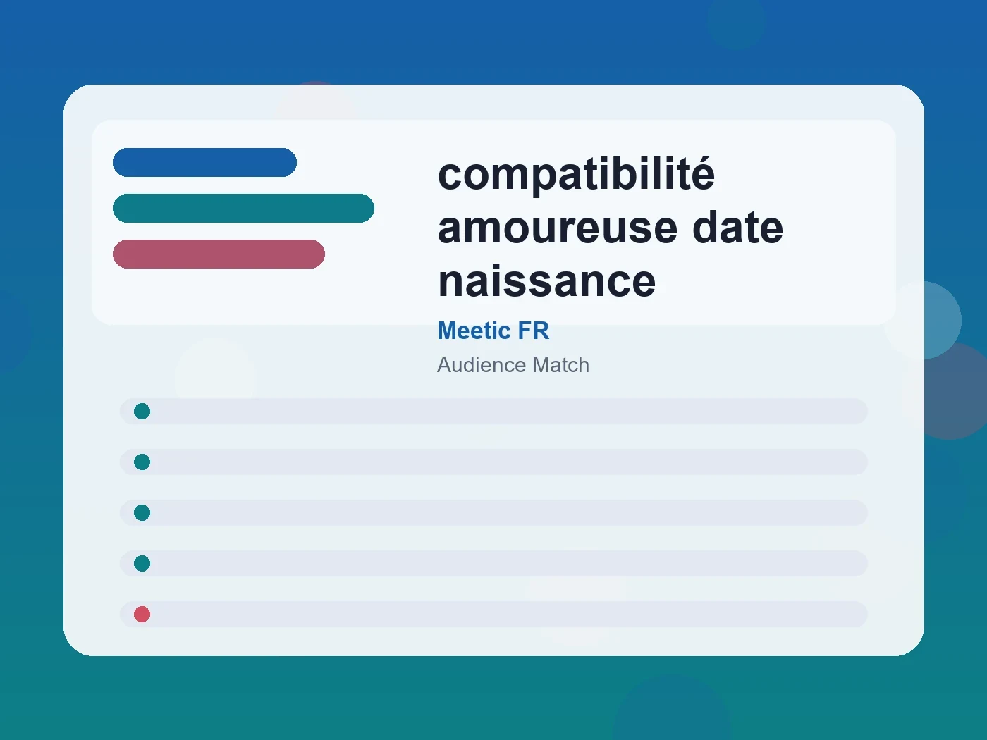 Meetic FR compatibilité amoureuse date naissance guide visual
