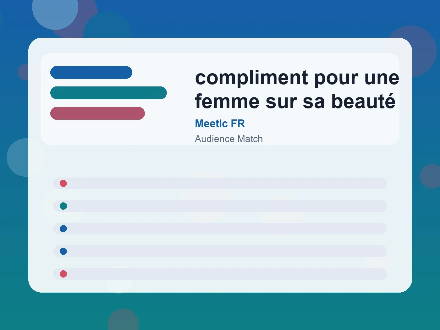 Meetic FR compliment pour une femme sur sa beauté guide visual