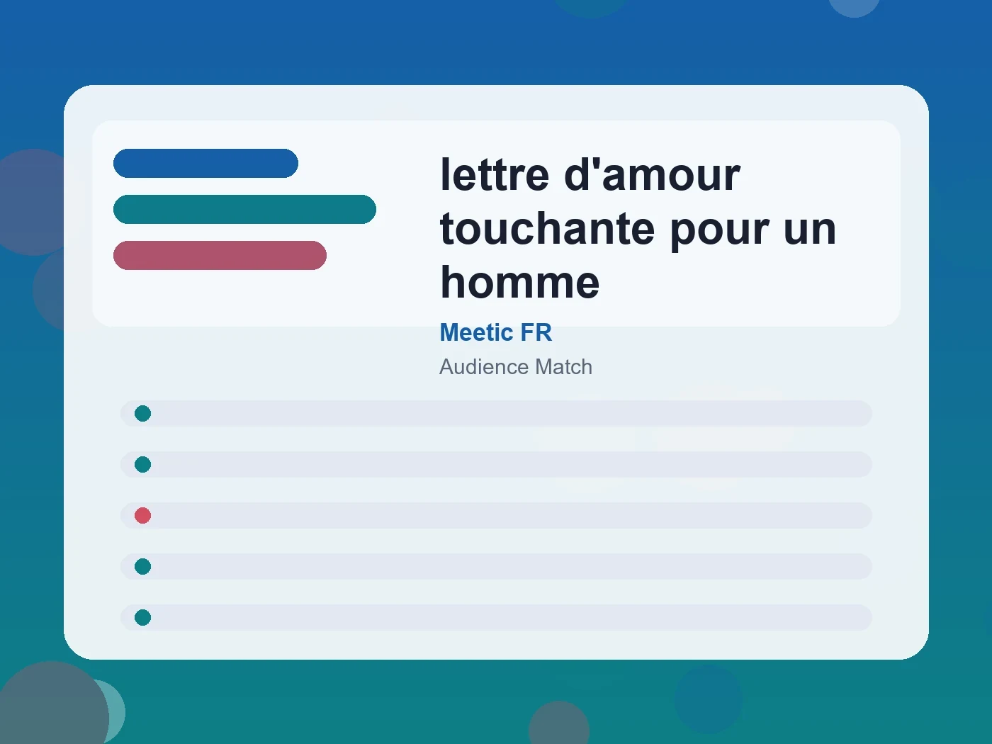 Meetic FR lettre d'amour touchante pour un homme guide visual