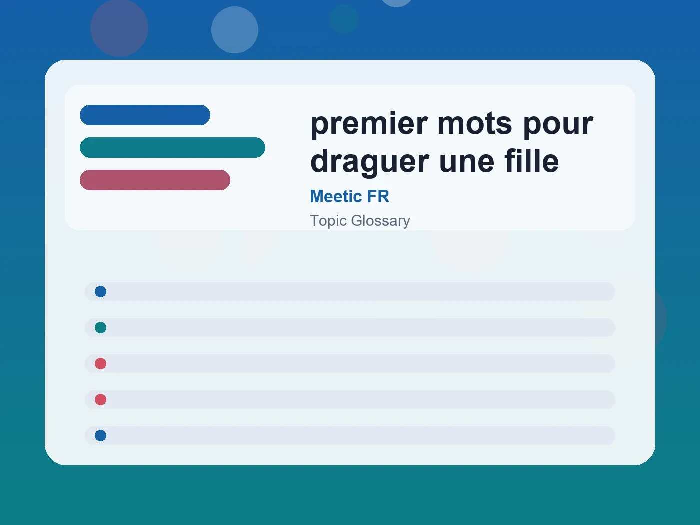 Meetic FR premier mots pour draguer une fille guide visual