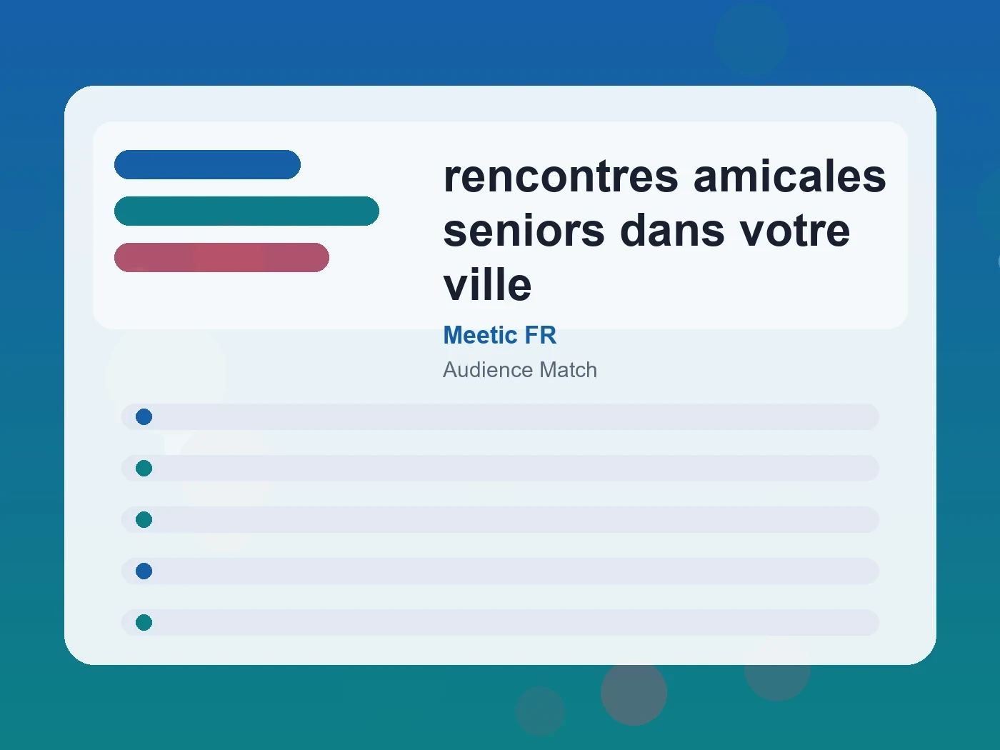 Meetic FR rencontres amicales seniors dans votre ville guide visual