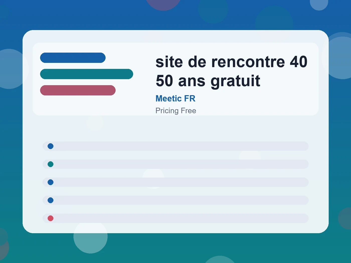 Meetic FR site de rencontre 40 50 ans gratuit guide visual