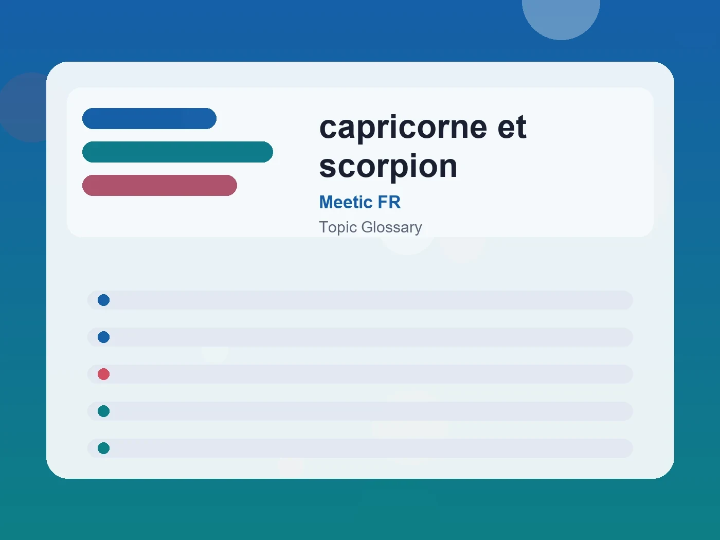 Meetic FR capricorne et scorpion guide visual