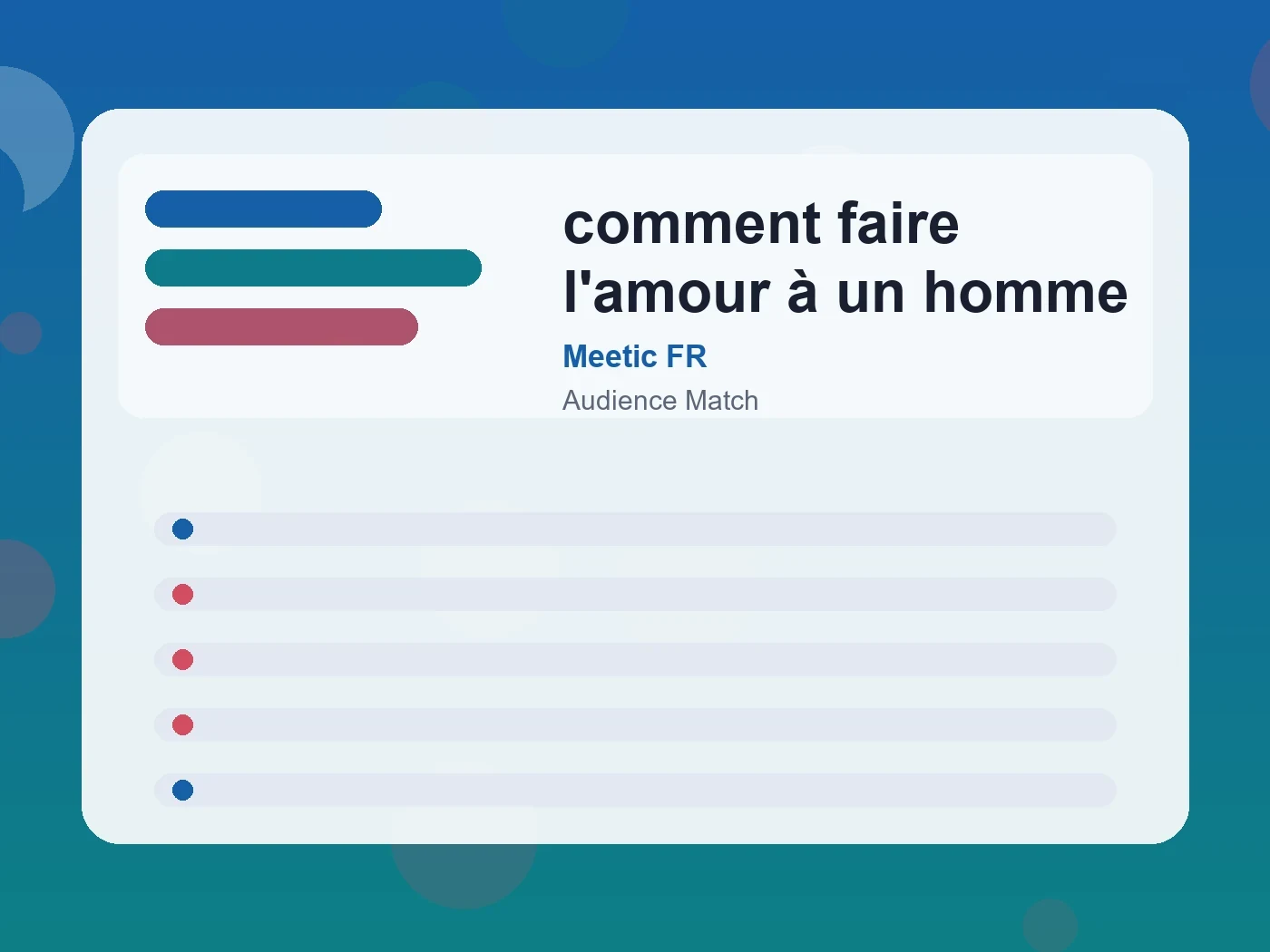 Meetic FR comment faire l'amour à un homme guide visual