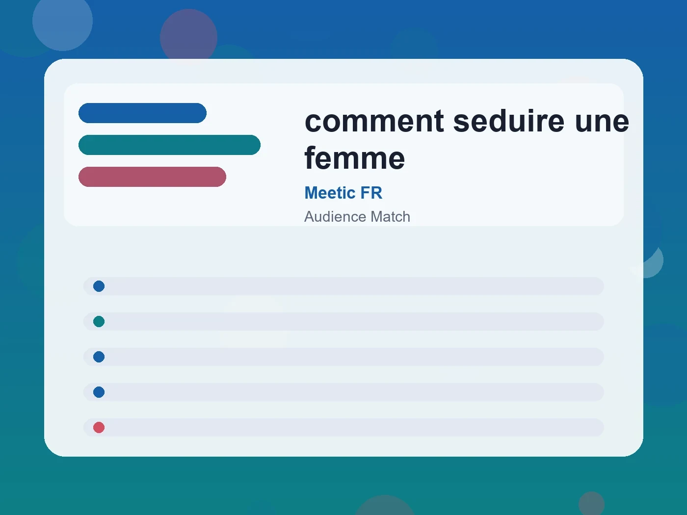 Meetic FR comment seduire une femme guide visual