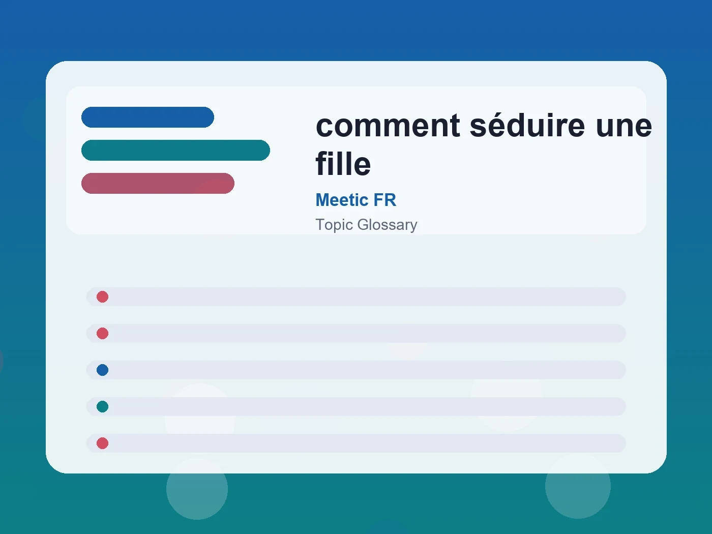 Meetic FR comment séduire une fille guide visual