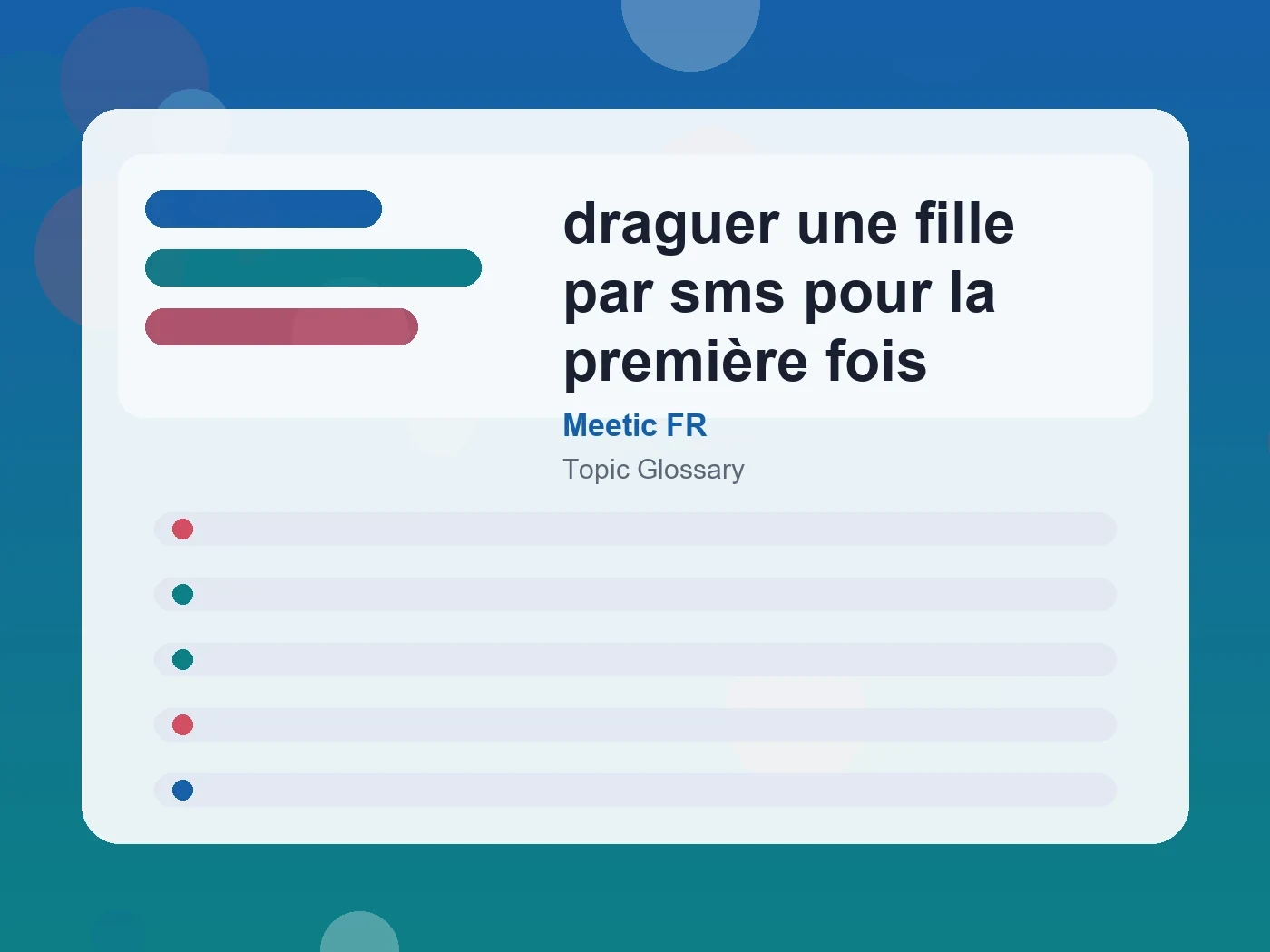 Meetic FR draguer une fille par sms pour la première fois guide visual