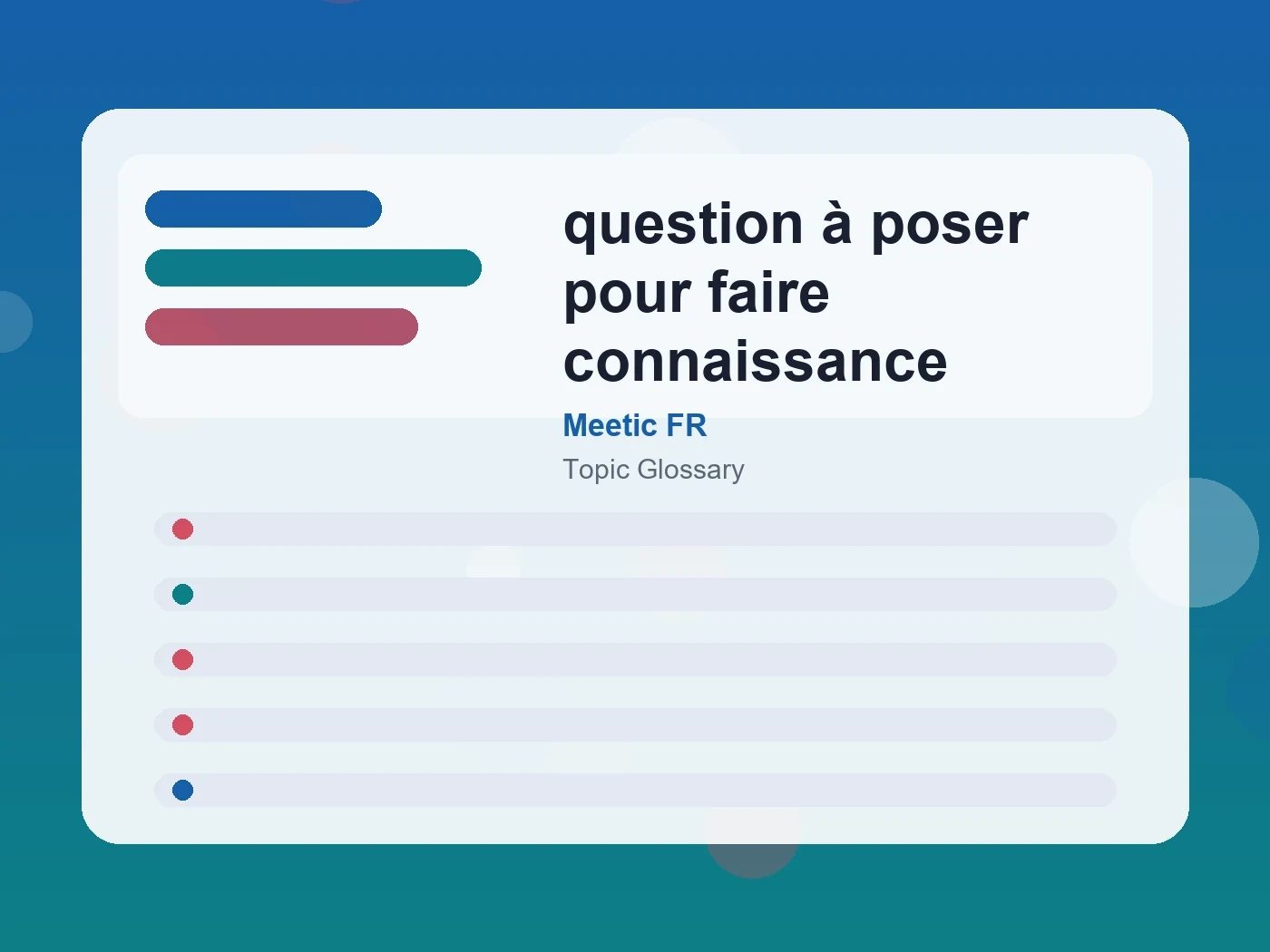 Meetic FR question à poser pour faire connaissance guide visual