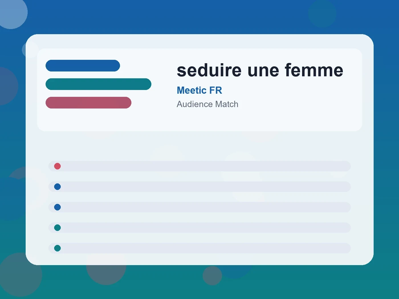 Meetic FR seduire une femme guide visual